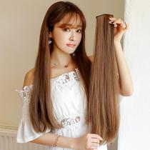 Wigg long straight hair two cards three pieces of hair pick-up invisible thick straight hair piece wig female hair piece spot