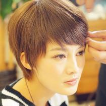 Factory wholesale wig women's short hair short straight hair cute handsome oblique bangs bobo head short broken hair star with the same style