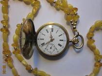 Yan Wu Ge] Enamel Table Peacock Landscape Painting Enamel Gold Watch with Beeswax Golden Bead Necklace 24k Gold Inlaid Hetian Jade