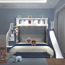 Children up and down bed Twin Beds Solid Wood Multifunction Composition Small Household type Home Two layers of staggered type primary and secondary bed