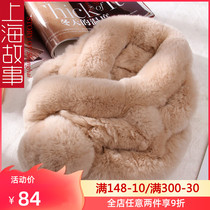 Shanghai story real Rex rabbit hair scarf winter hair scarf female thick warm lazy plush collar sedge fur