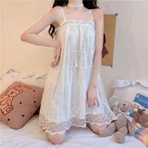 Pure princess style sling pajamas female summer 2021 New lace mesh stitching thin sexy nightgown