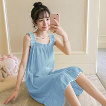 Summer Princess Wind Cotton Sling Nightdress Women Summer Korean hipster Sexy Pajamas Loose Thin Sleeveless Sleeveless