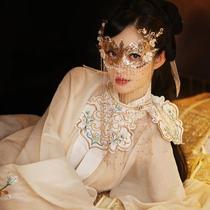 mask half-face ancient wind flow sufacial curtain covering face ancient dress covered face Handmaid accessories veil women props prom hood children