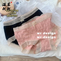 Gentle home underwear women cotton elegant crotch breathable without trace middle waist Japanese girl lace hip female breifs
