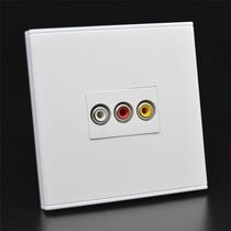 Type 86 in-line AV three lotus audio and video socket panel welding-free butt plug red yellow white RCA three-hole AV wall plug