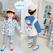 Boys wear baby windbreaker new fashionable boy girl coat 2021 spring and autumn foreign style cartoon two-sided wear tide