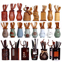 Kung Fu tea set accessories tea ceremony six gentlemen whole set ebony wood tea clip bamboo tweezers tea cup tea clip