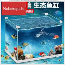 White glass desktop widened fish tank living room small ecological aquarium water tank medium tank direct sales