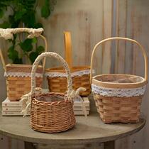Flower basket Rattan woven flower pot portable flower arrangement bamboo small flower basket portable basket decorative flower basket straw basket