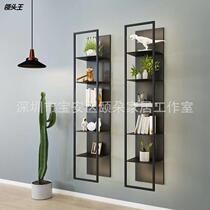 Multilayer luminous metal shelve multilayer containing shelf bookshelf upper wall iron art separator background wall wall-mounted decorative frame