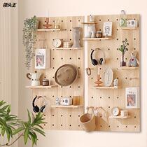 Nordic Wall Solid Wood Cave Plate Wooden Living Room Containing Exhibition Log Separator Home Bedroom Wall-mounted Shelf