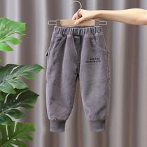 Children plus velvet pants boys fashion trousers 2021 new small children corduroy trousers baby padded cotton pants