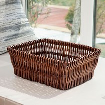  Storage basket Rattan woven fruit basket Wicker basket Snack basket frame woven storage basket Fabric storage basket Bamboo basket rattan