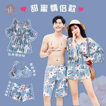Swimsuit couples water park womens summer seaside beach vacation hot spring swimsuit floral beach culottes