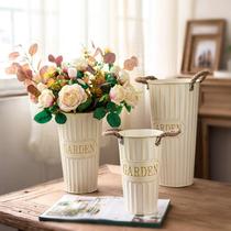 Wake up flower bucket Florist household bucket Flowers dried flowers Household tin flower arrangement iron bucket Decorative bucket vase flower pot dried flower bucket