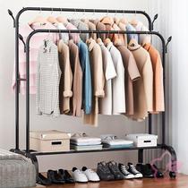 Clothes rack Floor-to-ceiling double rod assembly hanger Bedroom household indoor simple hanger storage balcony drying clothes rack