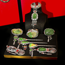 Xi Yue Original 925 old silver Taiwanese craftsmanship inlaid old jadeite intangible cultural heritage filigree inlay engraved retro personality