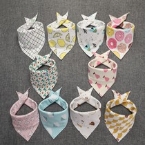 (Large 10 5 pieces) baby saliva towel double-sided cotton baby triangle new child snap bib