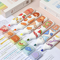 Year 3 class 2 highlighter marker pen Light color students use to take notes A special set of soft head eye protection highlighter pen set Color rough stroke key marker pen Morandi silver light pen