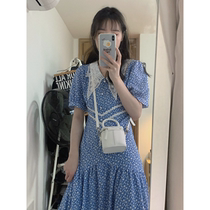 Dress summer thin v-neck embroidery mid-length princess dress Wild thin French sweet little skirt outdoor