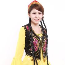 Xinjiang dance suit female adult vest Uighur hand embroidered ethnic wind sequin performance suit short horse clip