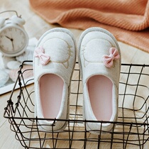 Moon shoes summer thin bag with postpartum thick bottom cute household cotton slippers women Spring and Autumn non-slip breathable home shoes