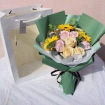 Sunflower bouquet simulation soap rose Carnation female best friend birthday gift Tanabata Valentines Day graduation photo