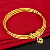 Sansheng III bracelet female Vietnamese sand gold simulation gold does not fade multi-circle Fu character Three Ring small fortune brand bracelet summer