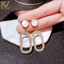 Full diamond earrings 2021 new trend Korean temperament super fairy senior net red earrings explosion ear clip no ear hole female