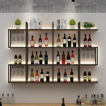 Simple bar wine rack wall hanging bar restaurant wall decoration rack creative lighting iron wine display rack