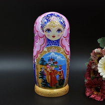 Proud Russian Style Trekking 7 Pieces Handcrafts Hand-carved Pink Sea View Picture Valentines Gift Bag