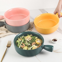 Baking bowl Nordic household ceramic bowl Breakfast baking bowl with handle Large baking bowl Oven special baked rice bowl Fruit