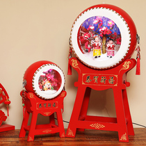 Creative ornaments Spring Festival God of Wealth with Music Floating Snowflake Red Drum New Year Golden Boy Jade Girl Desktop Decoration