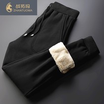 Winter outdoor sports pants mens warm padded velvet fleece fleece fleece bunched feet trousers straight trousers ZW0924