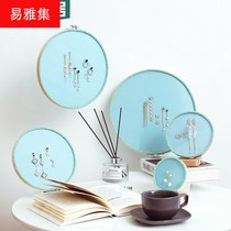 Nordic satin disc bamboo embroidered earrings pendant display frame wall ornaments storage rack