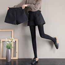 Shorts women autumn and winter wear new 2021 explosive Net red bottoming thick winter high waist winter with boots wide legs