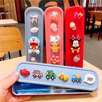 Creative Storage Box Stainless Steel Chopsticks Spoon Student Suit Portable Cute Out Picnic Chopsticks Cartoon Box Cutlery