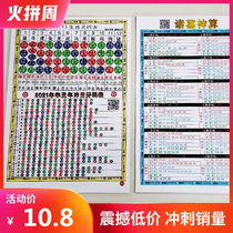 2021 Year of the ox Zhuge Shen arithmetic twelve zodiac row code wave color card Liuhe data calendar spirit code table Fortune reference