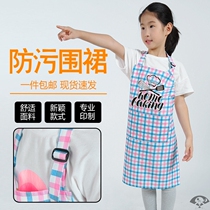 Korean Plaid home kitchen apron clean anti-fouling fashion parent-child childrens painting art apron custom logo