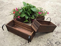 Hanging flower pot anticorrosive wood hanging pot hanging pot hanging pot hemp rope basket flower basket multi-meat flower trough Outdoor