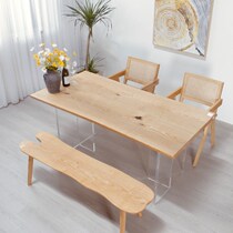 White wax wood solid wood large plate Nordic minimalist table desk log desk Natural side whole block tea table tea table