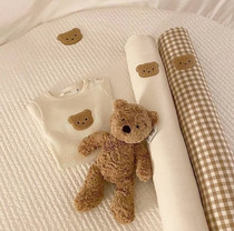 MO TIME Baby Cotton bear soothing cylindrical pillow crib anti-kick bed can be removed and washed