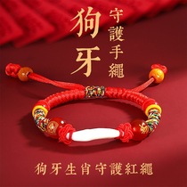 Baby anti-shock bracelet baby child duozodiac for the life of the year Red rope dog tooth giddy walnut wood