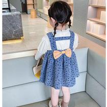 Female baby autumn 2021 new spring and autumn children's foreign style net red two-piece girl belt skirt two-piece tide