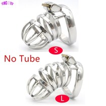 2021 New Stainless Steel Cock Cage Penis Ring Lock Male Chas