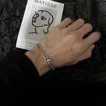 Cuban Bracelet male silver couple a pair of European and American hip hop tide simple cold wind wearing female summer niche design