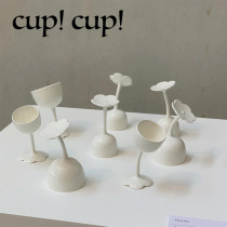 Cup Cup (spot) Korean small crowdmilk white crooked neck crooked head to kill high footed cup of Lulu