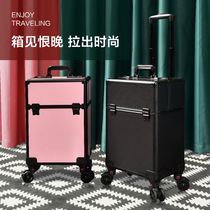 Makeup box Professional makeup artist pattern embroidery toolbox trolley special large-capacity password lock aluminum alloy nail box