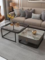 Ideostyle light extravagant rock plate creative telescopic tea table modern minimalist small family type living room rectangular nemesis red bright face tea table